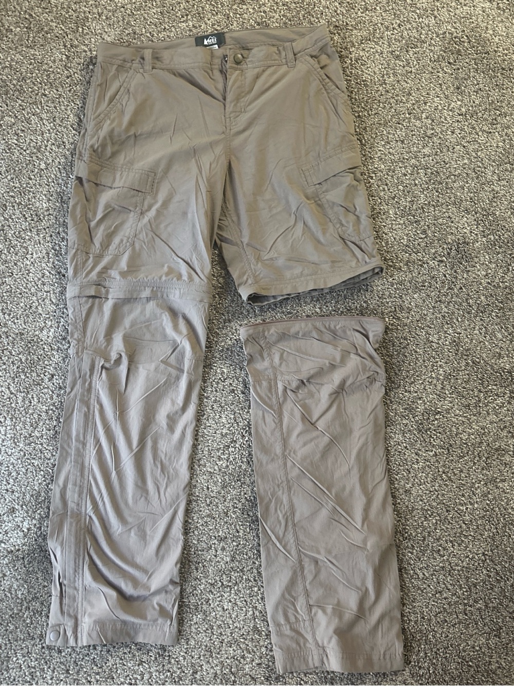 REI Men's Convertible Cargo Pants/Shorts - Taupe Brown